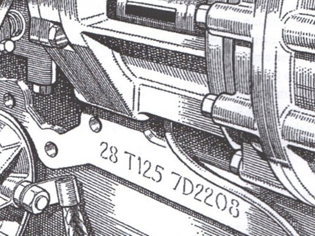 Drawing of engine serial number