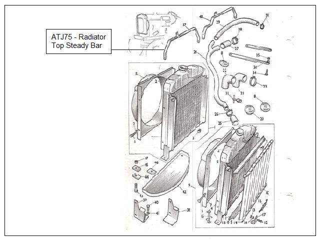 ATJ75 - Nuffield Radiator Top Steady | Tractor Spare Parts